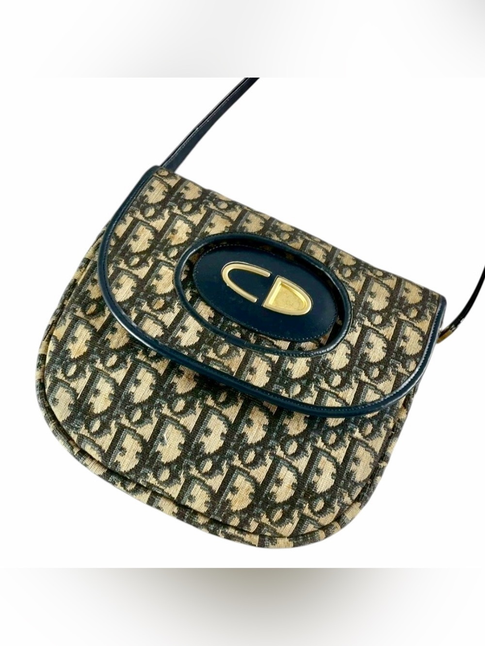 Christian Dior Trotter Monogram Canvas Flap Shoulder Crossbody Vintage Purse Bag - Picture 5 of 12